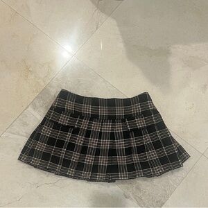 Alice + Olivia Black and White Plaid Mini Skirt